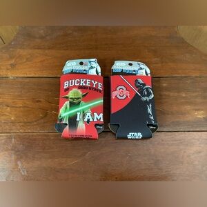 2 Disney Star Wars Ohio State Buckeyes OSU Can koozie Cooler Set - Red and Black